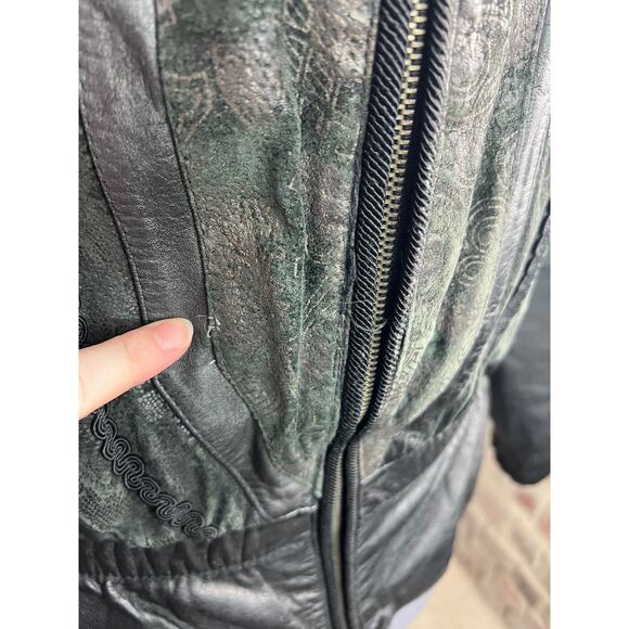 badlands leather jacket unique pattern dolman sleeve 1990s black - Picture 5 of 16